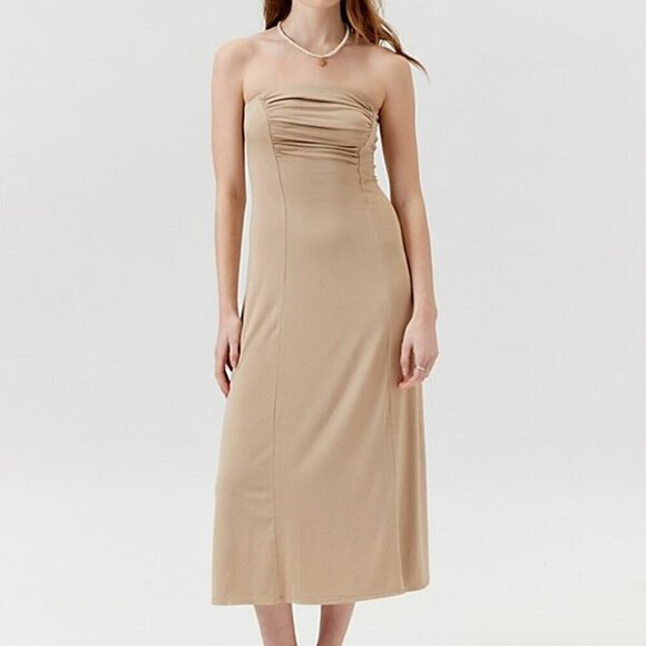 NWT UO Urban Renewal Remnants Ruched Slinky Jersey Midi Dress - Picture 6 of 6